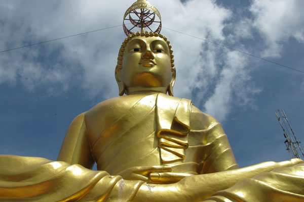We climbed a big hill in Krabi to see a big Buddha,