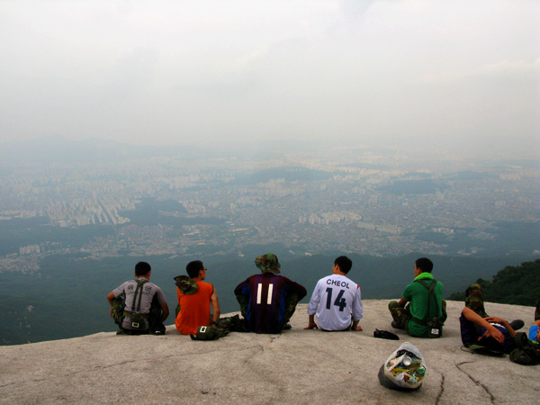 Korean soldiers enjoy the view