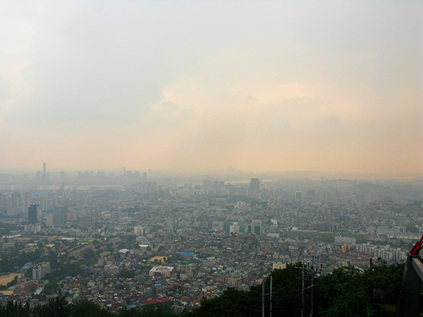 View of Seoul from the base of Namsan Tower